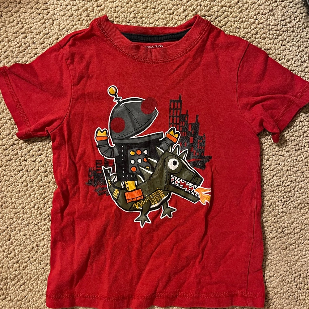Wonderkids Red Tee with Robot and Dragon